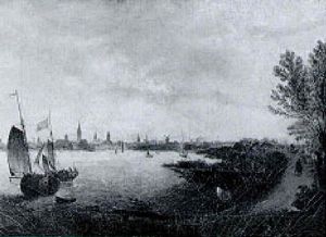 A River Landscape With Dutch Shipping And A Horseman On A Path In The Foreground, A City Beyond A River Landscape With Dutch Shipping And A Horseman On A Path In The Foreground, A City Beyond