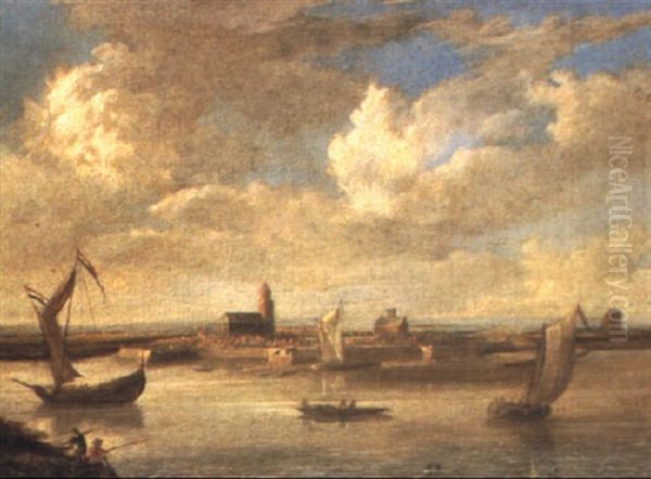 A Fortified Coastal Town With Shipping In An Estuary - view 1