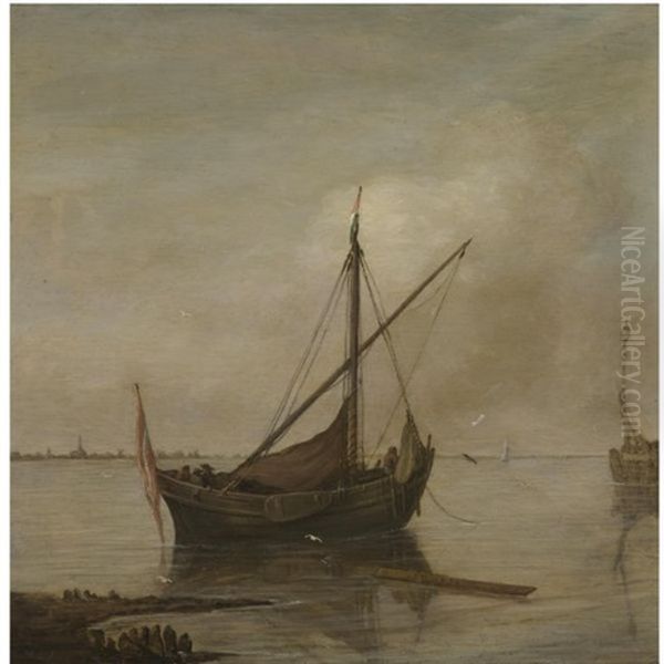 A Smalschip Moored Off The Dutch Coast, Possibly The Hollandsch Diep And Willemstad - view 1