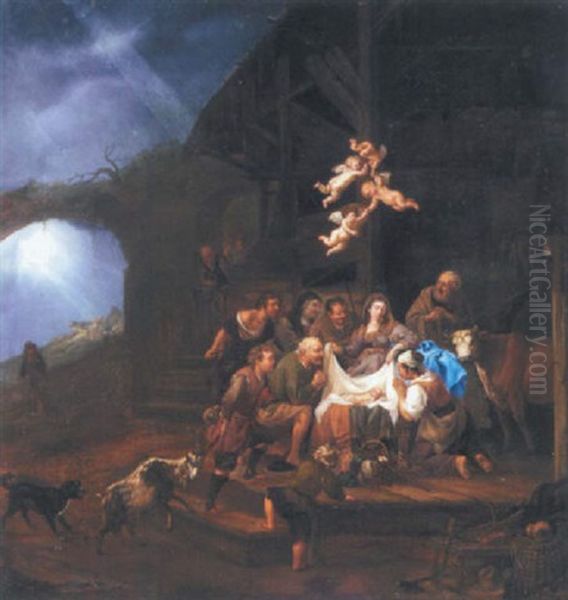 The Adoration Of The Shepherds, With The Annunciation To The Shepherds On A Hillside Beyond - view 1