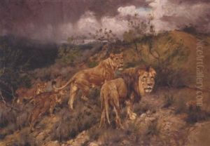 A Family Of Lions by Geza Vestagh