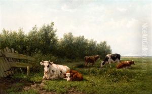 Koeien In Weidelandschap by Gesina Johanna Francina Vester