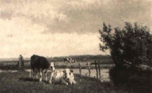 Cows In A Polder Landscape by Gesina Johanna Francina Vester