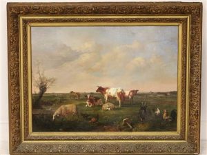 Weide Met Koeien, Schapen, Kippen En Geitenbok by Willem Vester
