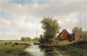 A Polder Landscape With Cattle In A Meadow, Haarlem In The Distance