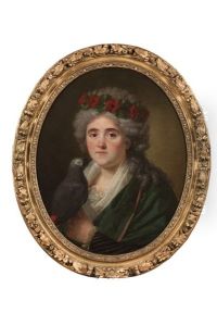 Portrait D'une Femme Coiffee D'une Couronne De Coquelicot