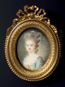 Portrait D'une Dame De Qualite En Buste De Trois-quarts Vers La Gauche, Presque De Face, En Robe De Soie Verte Largement Decolletee, La Coiffure Dite En Herisson-couvert D'une Caleche Retroussee Ornee De Rubans De Soie Verte