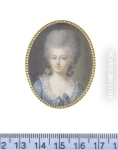 Marie Adelaide De Montholon, Comtesse De Narbonne (1767-1848), Wearing Blue Dress With A Ribbon Bow At Her Corsage, Frilled White Collar, Her Wig Powdered