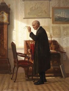Gelehrter In Der Studierstube, Seine Brille Absetzend by Johannes Vetten