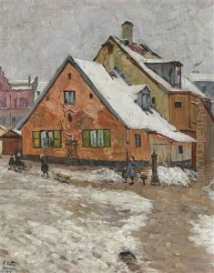 Children In A Wintery Village by Charles Vetter
