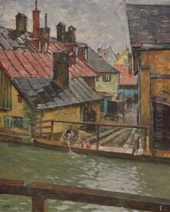 Am Auer Muhlbach In Munchen by Charles Vetter