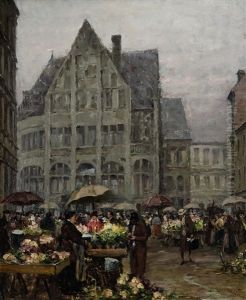 Blumenmarkt Am Platzl In Munchen by Charles Vetter