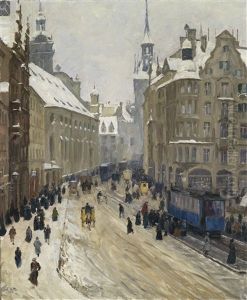 Blick Auf Munchen An Einem Wintertag by Charles Vetter