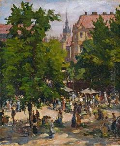 Auf Dem Viktualienmarkt In Munchen by Charles Vetter