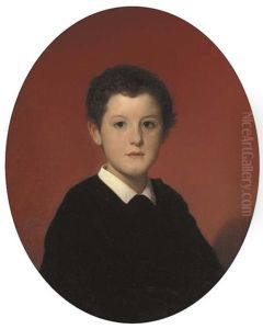 Portrait Of A Young Boy, Bust Length, In A Black Smock With A White Collar