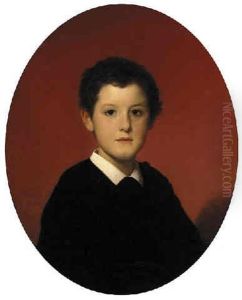 Portrait Of A Young Boy In A Black Smock With A White Collar