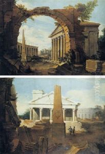 Grande Paesaggio Con Resti Architettonici E Figure by Gaetano Vetturali