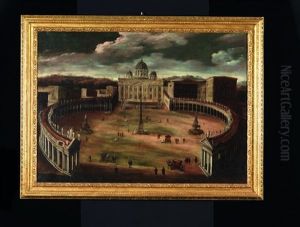 La Place Saint-pierre Et La Piazza Navona (pair) by Gaetano Veturali