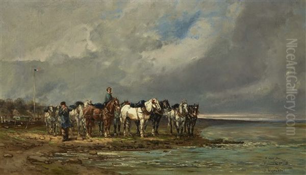 Zwei Manner Mit Zugpferden - view 1