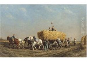 Sur Le Chemin Du Retour Apres La Recolte by Jules Jacques Veyrassat