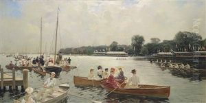 Ruderregatta Auf Der Ausenalster, Hamburg by Frederick Vezin