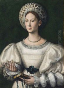 Portrait Of A Lady, Half-length, In An Elaborate Headdress