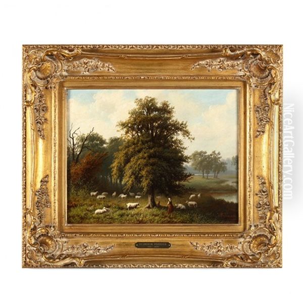 Shepherdess With Flock - view 1