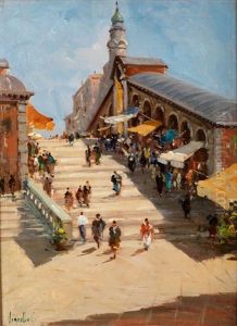 Die Rialtobrucke In Venedig by Cesare Vianello