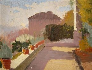 La Terrazza Di Villa Triscornia A Torre Del Lago Puccini by Lorenzo Viani