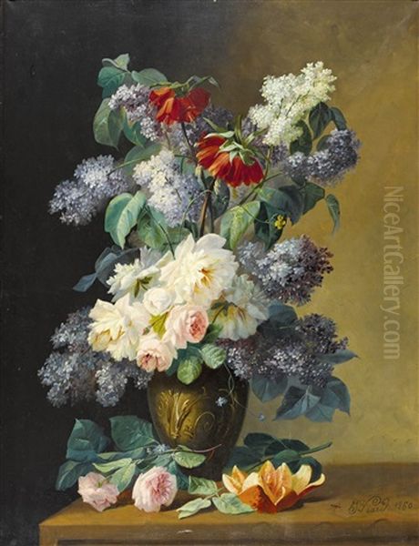 Prachtiges Blumenstillleben Mit Rosen Und Flieder - view 1
