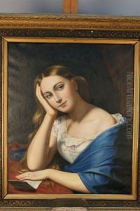 Portrait De Jeune Femme A La Lettre (douces Pensees)