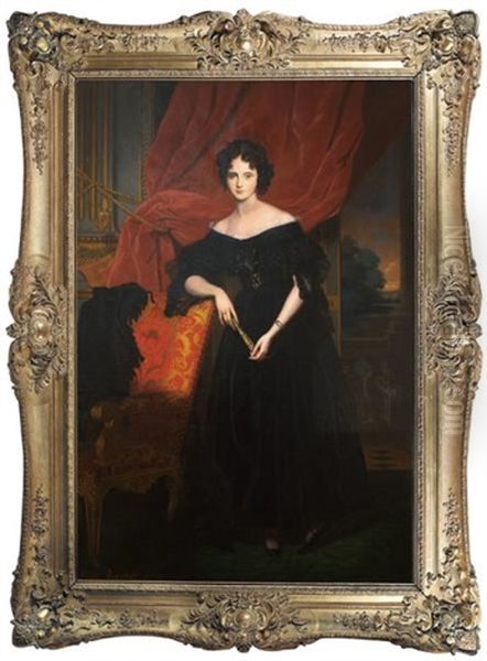 Portrait Of A Woman Wearing Black Satin - view 1