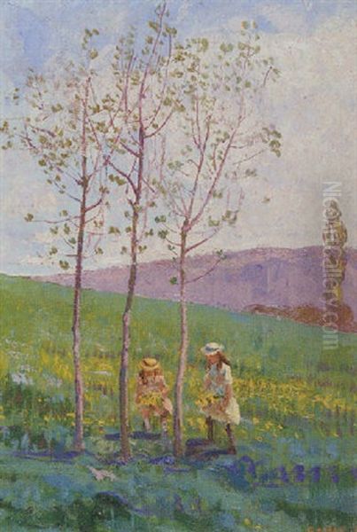 Girls Picking Flowers - view 1