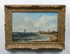 Coastal Scene With Town by Alfred Vickers