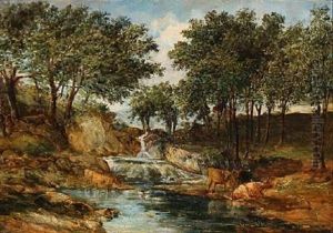 At A River In Devonshire by Alfred Vickers