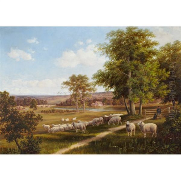 Shepherd With Sheep - view 1