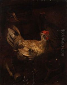 A Still Life With Chickens And A Barrel
