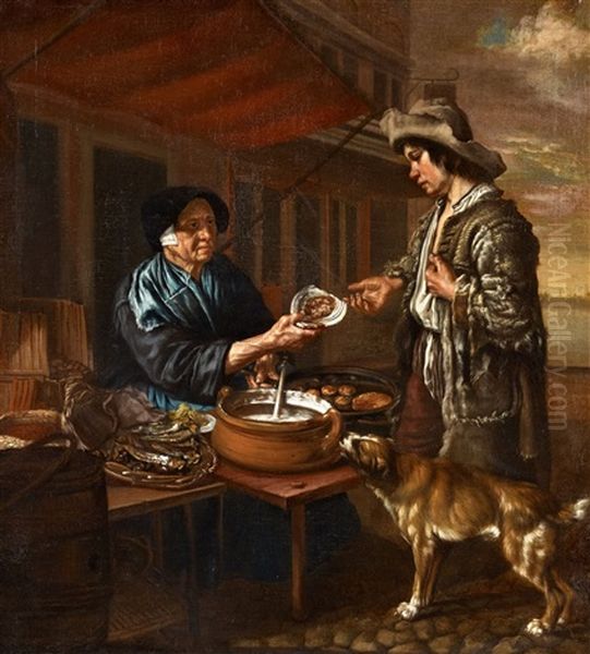 A Lady Giving Alms To A Beggar Boy - view 1