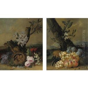Still Life With Fruit (+ Still Life With Flowers And A Bird's Nest; Pair) Still Life With Fruit (+ Still Life With Flowers And A Bird's Nest; Pair)