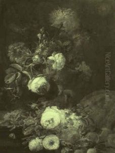 Still Life With Roses And Other Flowers In A Vase On A Stone Step Still Life With Roses And Other Flowers In A Vase On A Stone Step