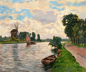View Of A Canal By Sunset by Bernard, Ben Viegers