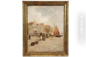 Old Amsterdam Harbor by Karl Ludwig Friedrich Viehbeck
