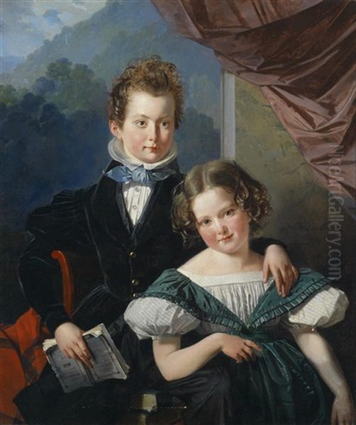 Portrat Zweier Kinder Der Familie De Thier - view 1
