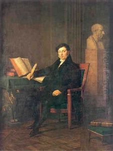 Portrait De Jeune Homme Assis A Son Bureau by Joseph Marie Vien the Younger
