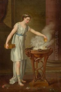 Une Pretresse Brule De L'encens Sur Un Trepied (l'hiver)