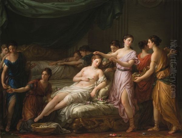 Women In Classical Dress Attending A Young Bride - view 1