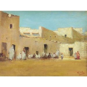 Morocco (gathering In A Courtyard) by Emmanuel Vierin