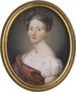 Bildnis Eines Jungen Mannes Im Dunklen Rock; Bildnis Einer Jungen Frau Im Weisen Kleid Mit Besticktem Roten Schal by Carl (John Charles Frederick) Viertel