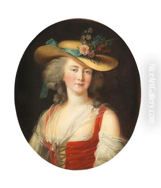 Portrait Of Anne Catherine Le Preudhomme De Chatenoy, Comtesse De Verdun, Bust-length, In A Red And White Dress - view 1