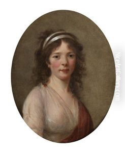 Portrait Of A Lady, Said To Be Madame Van Robais, Bust-length, In A White Dress And Red Shawl